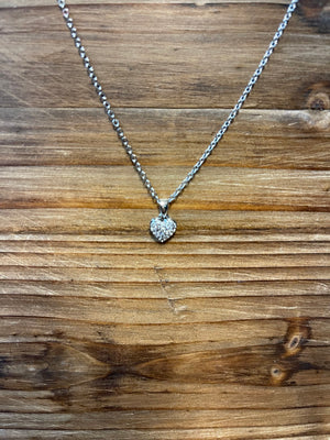 Sterling Sparkling Rhinestone Heart Pendant Necklace - Ruby Lane